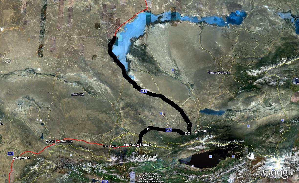 2009-06-25.JPG - 25.6.2009 - giovedì - giorno 16 - Biskek (KS) (8.43) +4 - Saryshaghan (KZ) (19.00) +4 - km 680, viaggio h 10.17, guida h 8.48