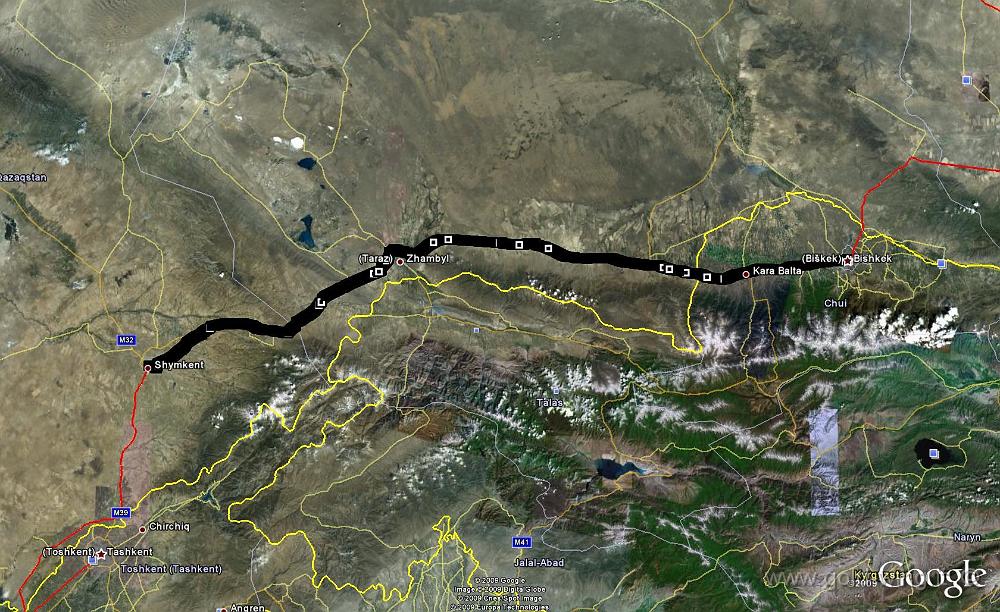 2009-06-24.JPG - 24.6.2009 - mercoledì - giorno 15 - Symkent (KZ) (8.00) +4 - Biskek (KS) (16.48) +4 - km 462, viaggio h 8.48, guida h 6.52