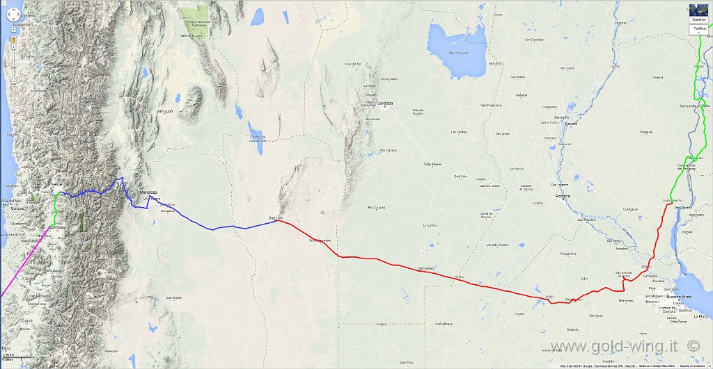 131125.jpg - San Luis (7.12) - Guayaleguaychu (20.23). Km 914, viaggio h 13.11, guida h 9.22 (linea rossa)