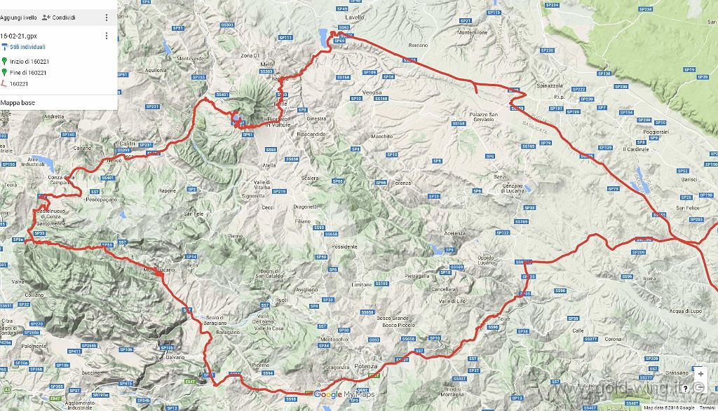 percorso2.JPG - Anello percorso (in senso orario) in Basilicata e Campania: Potenza-Laviano-Laghi di Monticchio. Totale km 732