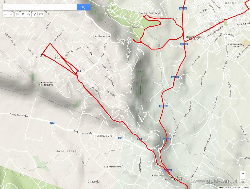fasano-selva.JPG - Il percorso della cronoscalata Fasano-Selva: km 5,6 e m 250 di dislivello (da 150 a 400)
