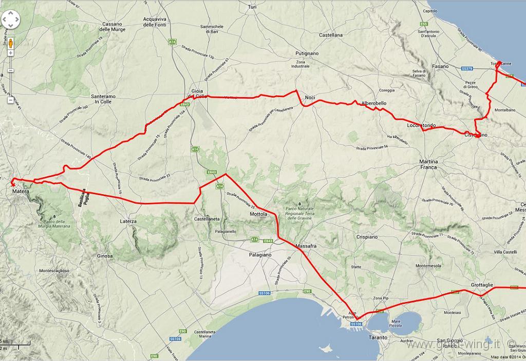 percorso2.JPG - Da Matera a Torre Canne: km 102 in h 4.32